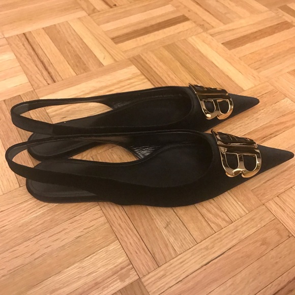 NWT Balenciaga Velvet BB Knife Slingback Flat - Picture 6 of 8